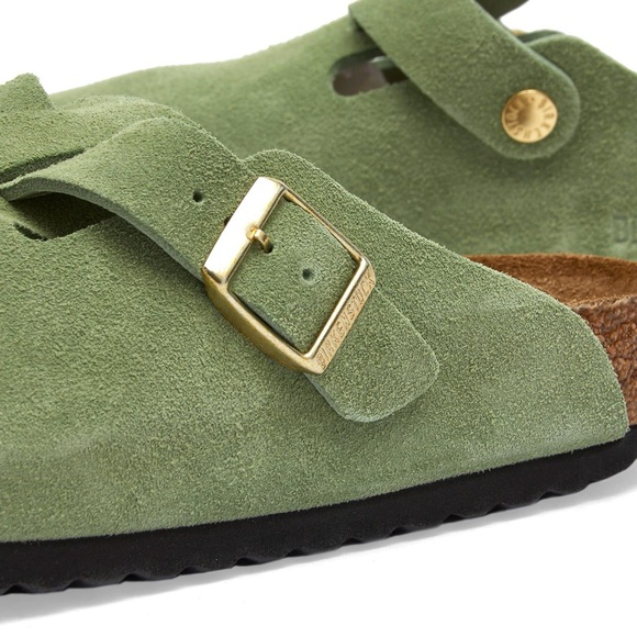 Birkenstock Boston Soft Footbed Suede Leather in Green Tea - Picture 6 of 16